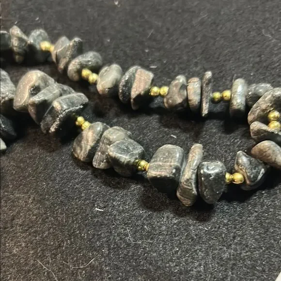 Elegant Gray and Gold Beaded Necklace - Picture 3 of 4